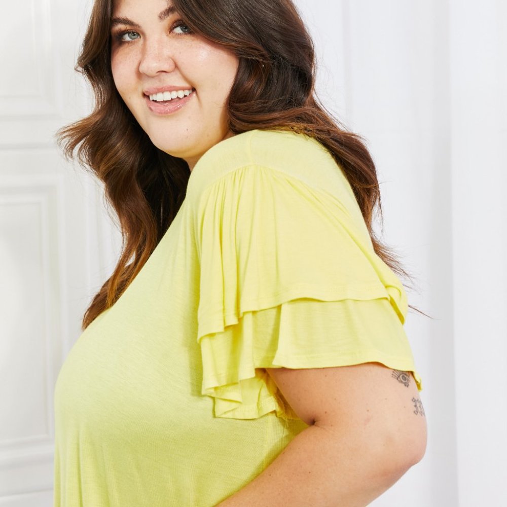 Culture Code Round Neck Ruffle Sleeve Top - Picture 8 of 11
